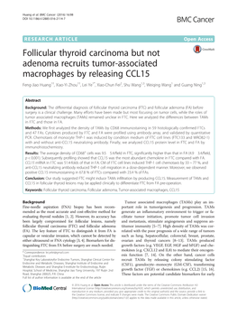 Follicular Thyroid Carcinoma but Not Adenoma Recruits Tumor-Associated