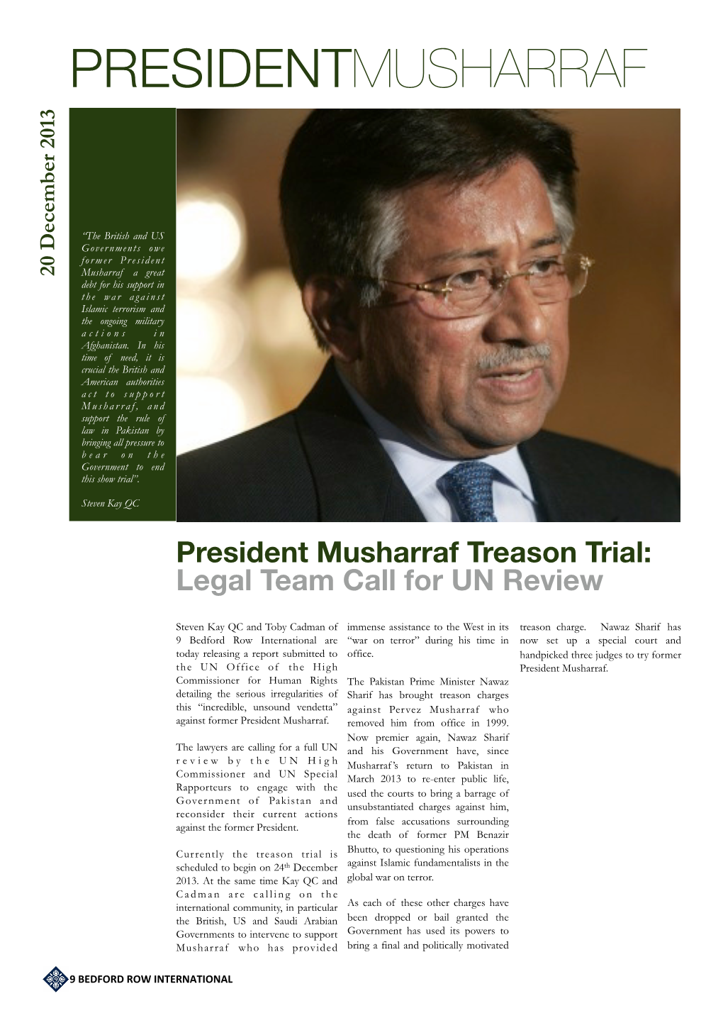 131220 Communication Regarding the Trial of the Former President Musharraf