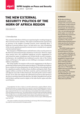 The New External Security Politics of the Horn of Africa Region’, SIPRI Policy Brief, Apr
