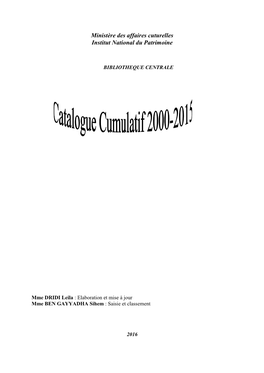 Catalogue Des Acquisitions 2000 -2015 Titres En Latin