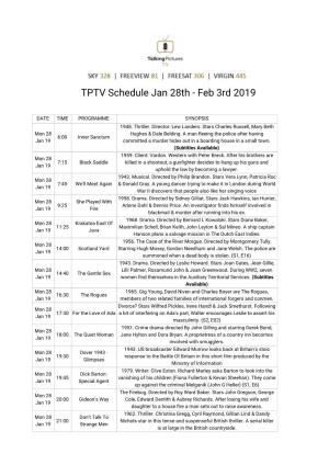 TPTV Schedule Jan 28Th - Feb 3Rd 2019