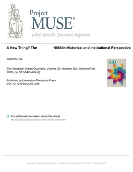A New Thing? Thenmaiin Historical and Institutional Perspective