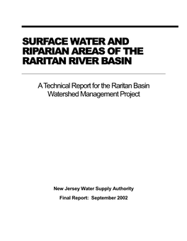 Raritan Basin Surface Water and Riparian Areas Technical Report