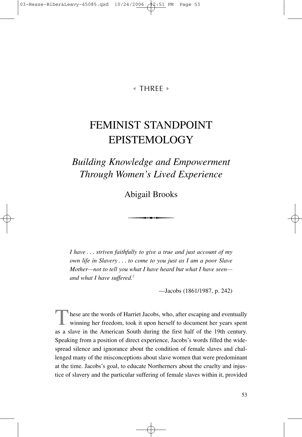 Feminist Standpoint Epistemology