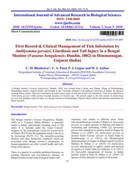 First Record & Clinical Management of Tick Infestation by Amblyomma