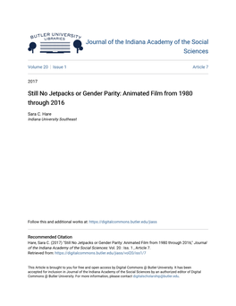 Still No Jetpacks Or Gender Parity: Animated Film from 1980 Through 2016