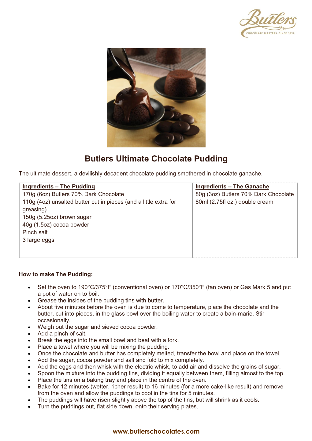 Butlers Ultimate Chocolate Pudding