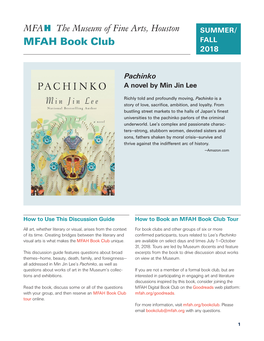 MFAH Book Club FALL 2018