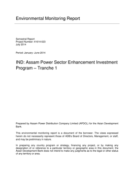 Assam Power Sector Enhancement Investment Program – Tranche 1