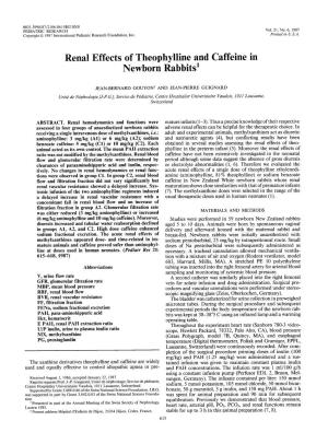 Renal Effects of Theophylline and Caffeine in Newborn Rabbits1