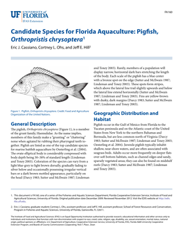 Candidate Species for Florida Aquaculture: Pigfish, Orthropristis Chrysoptera1 Eric J