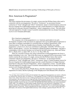 How American Is Pragmatism?