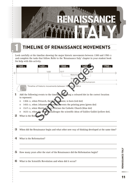 PEARSON History 8 Activity Book 13 3 Giants of the Renaissance Biography the Renaissance Brought About a Shift in People’S Perception of Their Place in the World