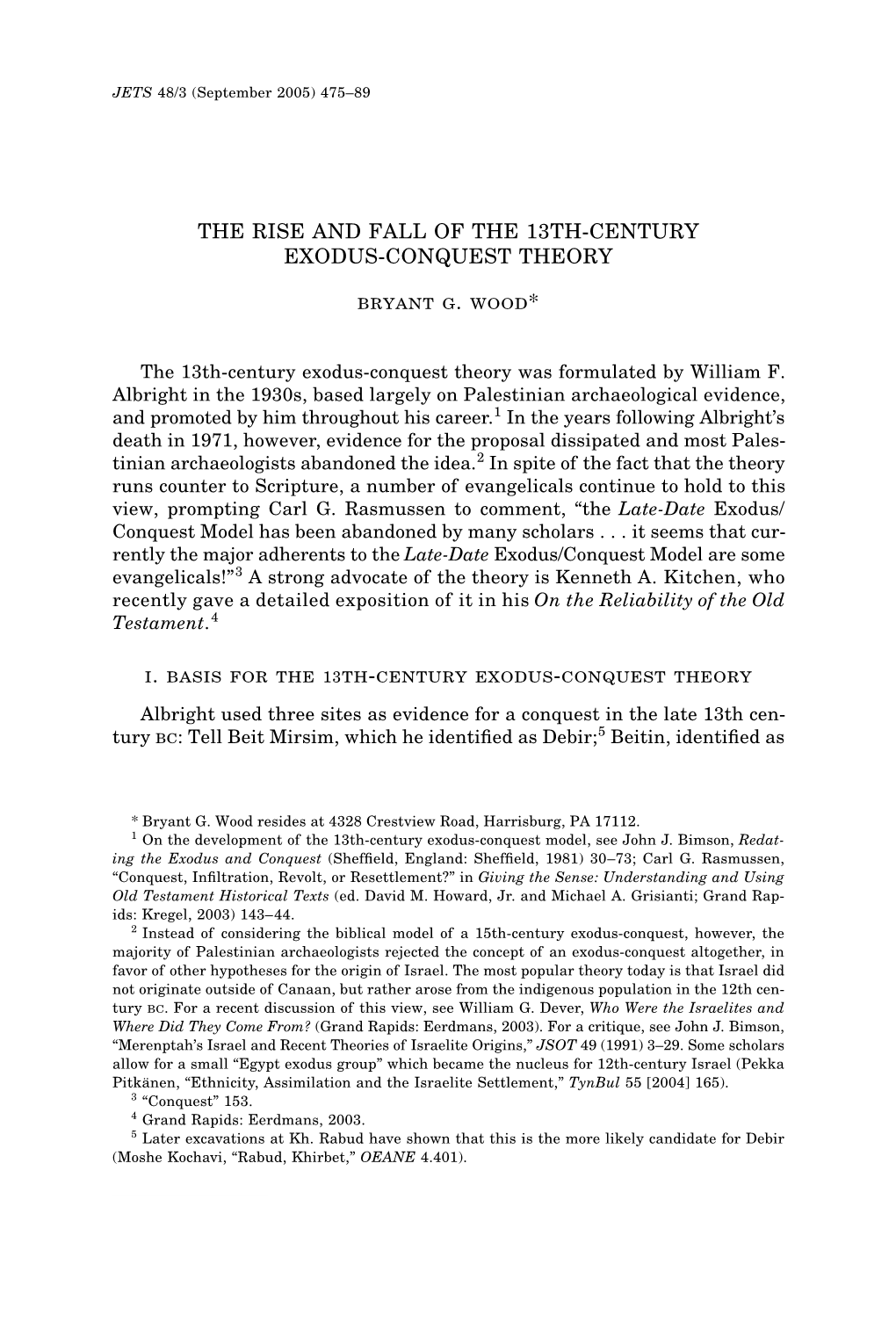 The Rise and Fall of the 13Th Century Exodus-Conquest Theory