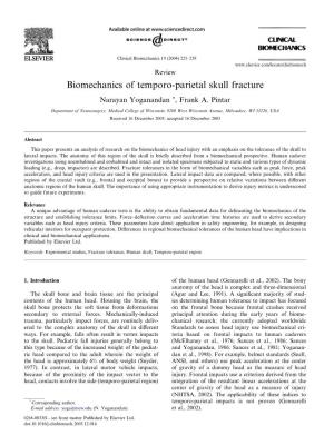 Biomechanics of Temporo-Parietal Skull Fracture Narayan Yoganandan *, Frank A