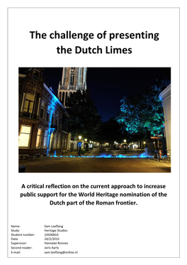 The Challenge of Presenting the Dutch Limes