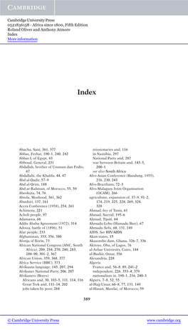 Africa Since 1800, Fifth Edition Roland Oliver and Anthony Atmore Index More Information