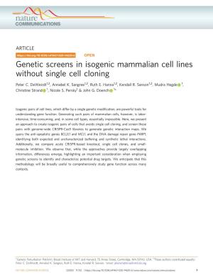 Genetic Screens in Isogenic Mammalian Cell Lines Without Single Cell Cloning