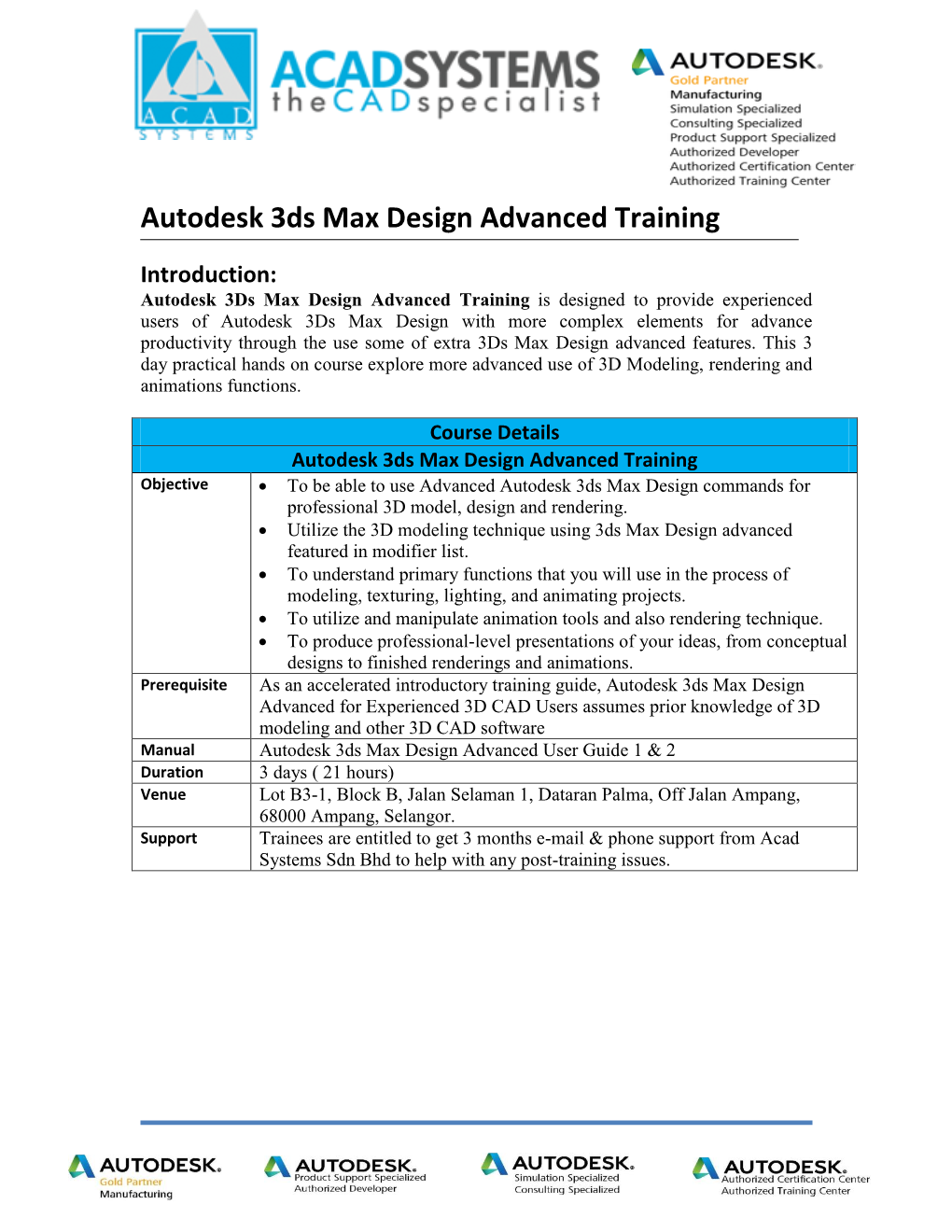 Autodesk 3Ds Max Design Advanced Training