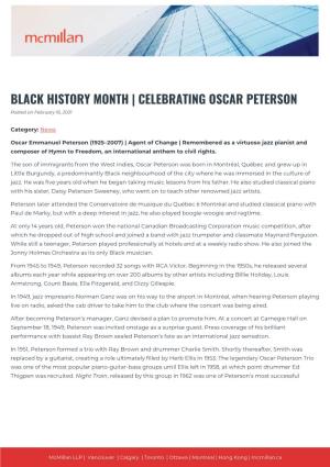 CELEBRATING OSCAR PETERSON Posted on February 16, 2021