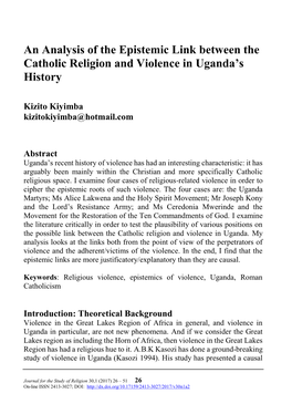 An Analysis of the Epistemic Link Between the Catholic Religion and Violence in Uganda’S History