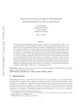 Galois/Monodromy Groups for Decomposing Minimal Problems in 3D Reconstruction