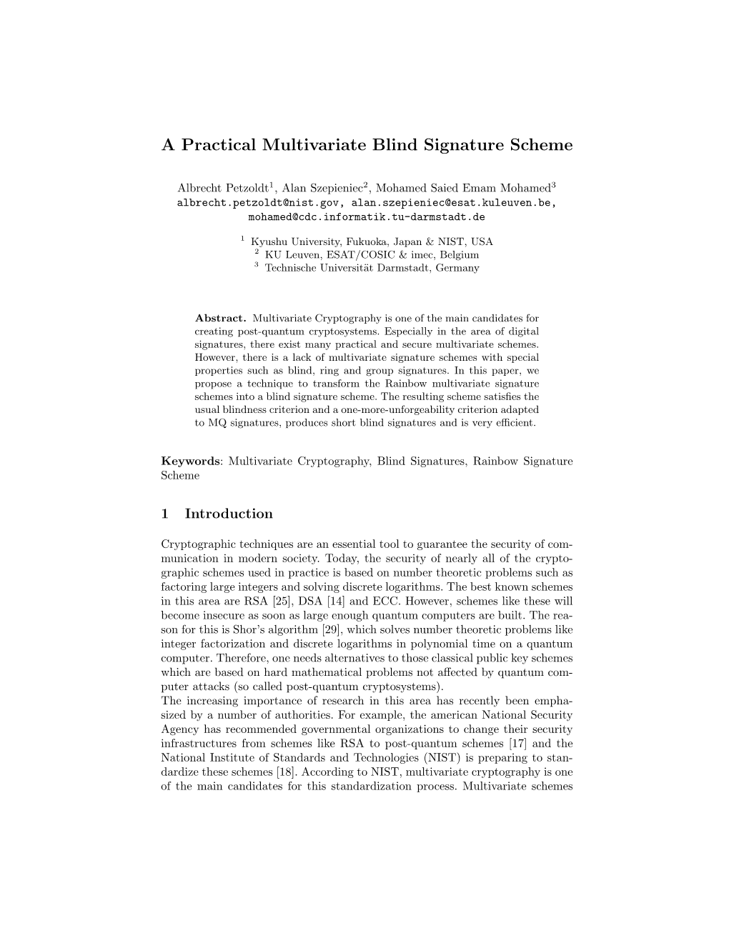 A Practical Multivariate Blind Signature Scheme