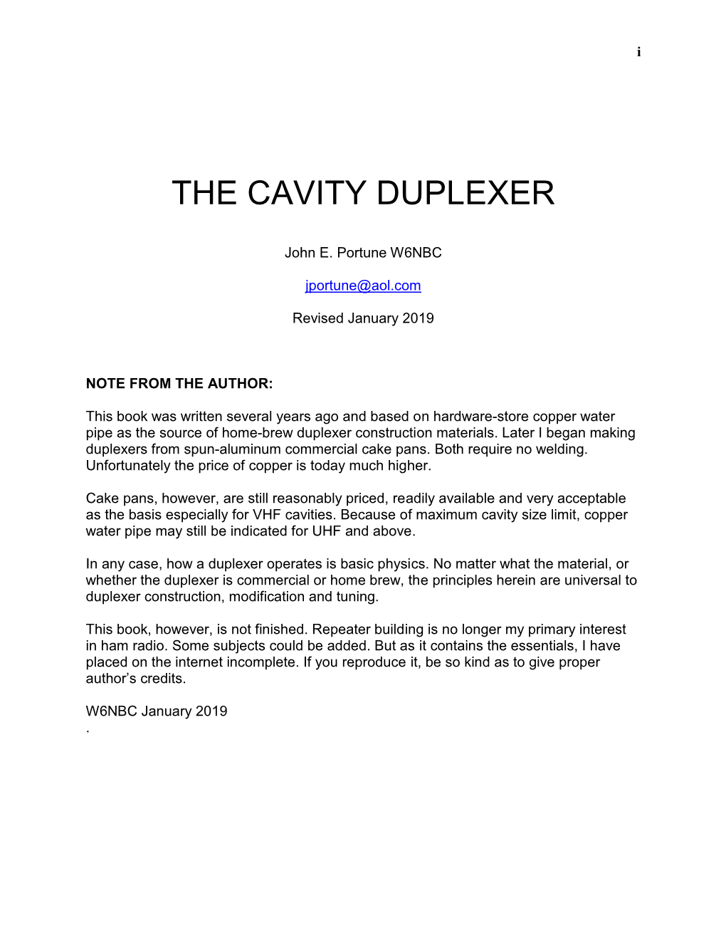 The Cavity Duplexer