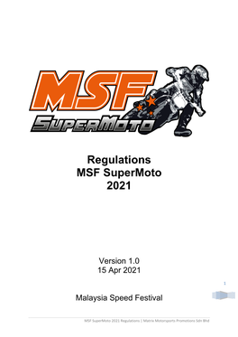 Regulations MSF Supermoto 2021