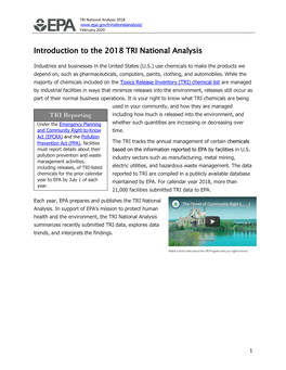 2018 Toxics Release Inventory National Analysis