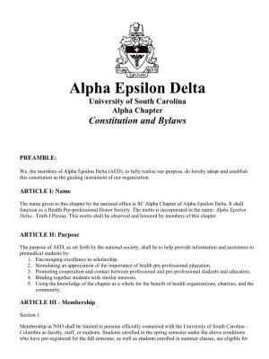 Alpha Epsilon Delta University of South Carolina Alpha Chapter Constitution and Bylaws