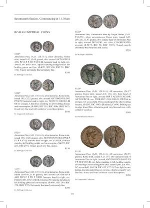 Seventeenth Session, Commencing at 11.30Am ROMAN IMPERIAL COINS
