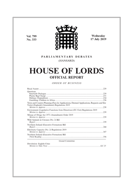 House of Lords Official Report