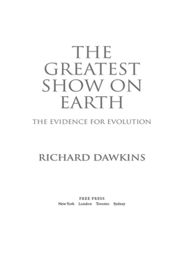 The Greatest Show on Earth: the Evidence for Evolution