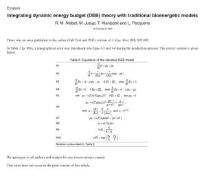 DEB) Theory with Traditional Bioenergetic Models R