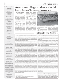 American College Students Should Learn from Chinese Classrooms