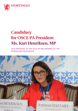 Candidacy for OSCE PA President Ms. Kari Henriksen, MP