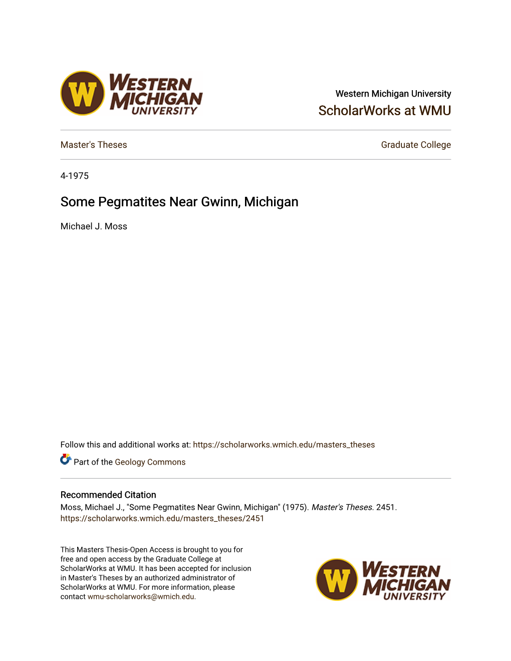 Some Pegmatites Near Gwinn, Michigan