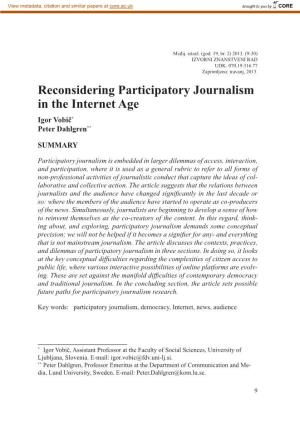 Reconsidering Participatory Journalism in the Internet Age Igor Vobič* Peter Dahlgren**