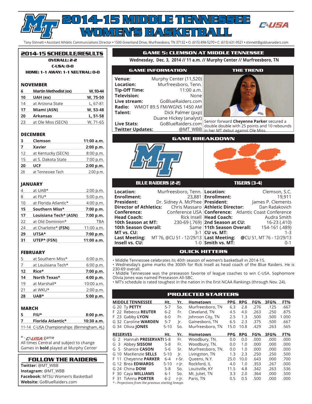 2014-15 WBB Game Notes.Indd
