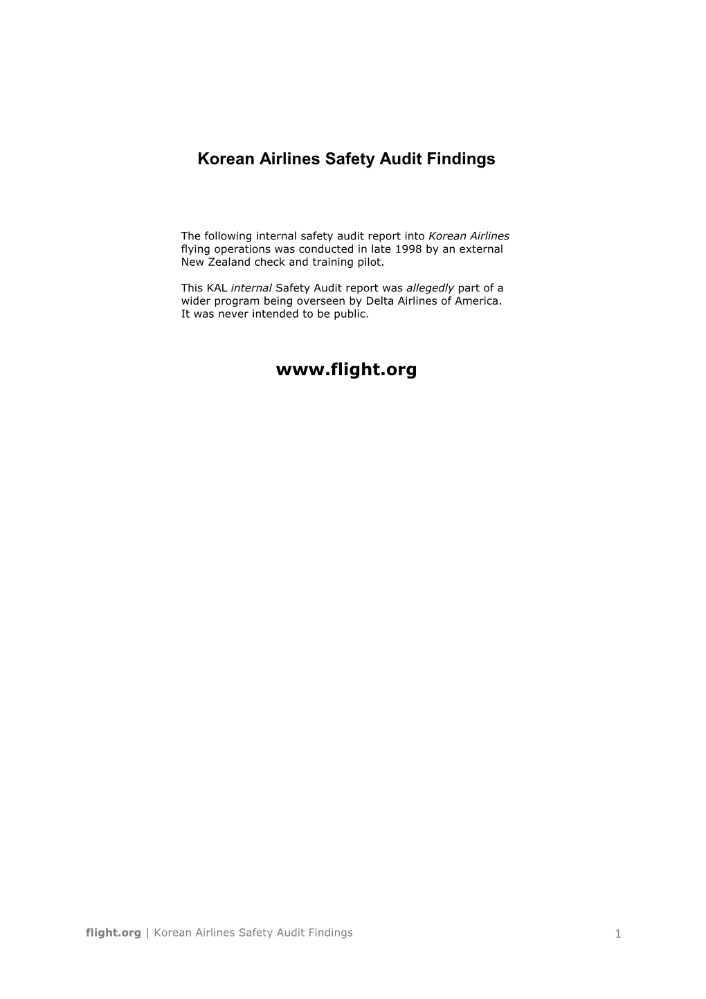 Korean Airlines Safety Audit Findings