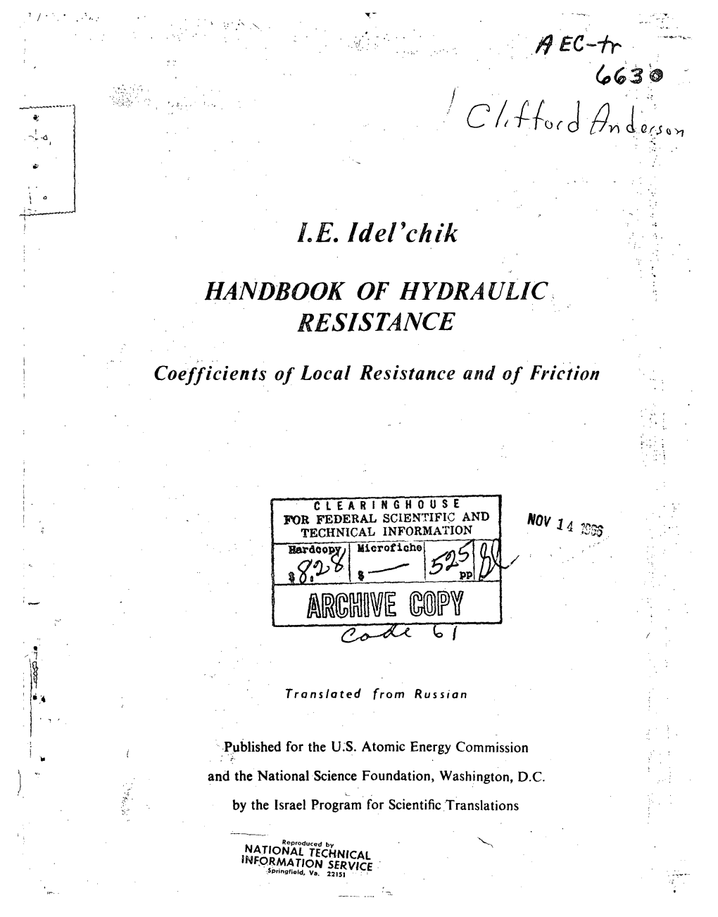 Handbook of Hydraulic Resistance