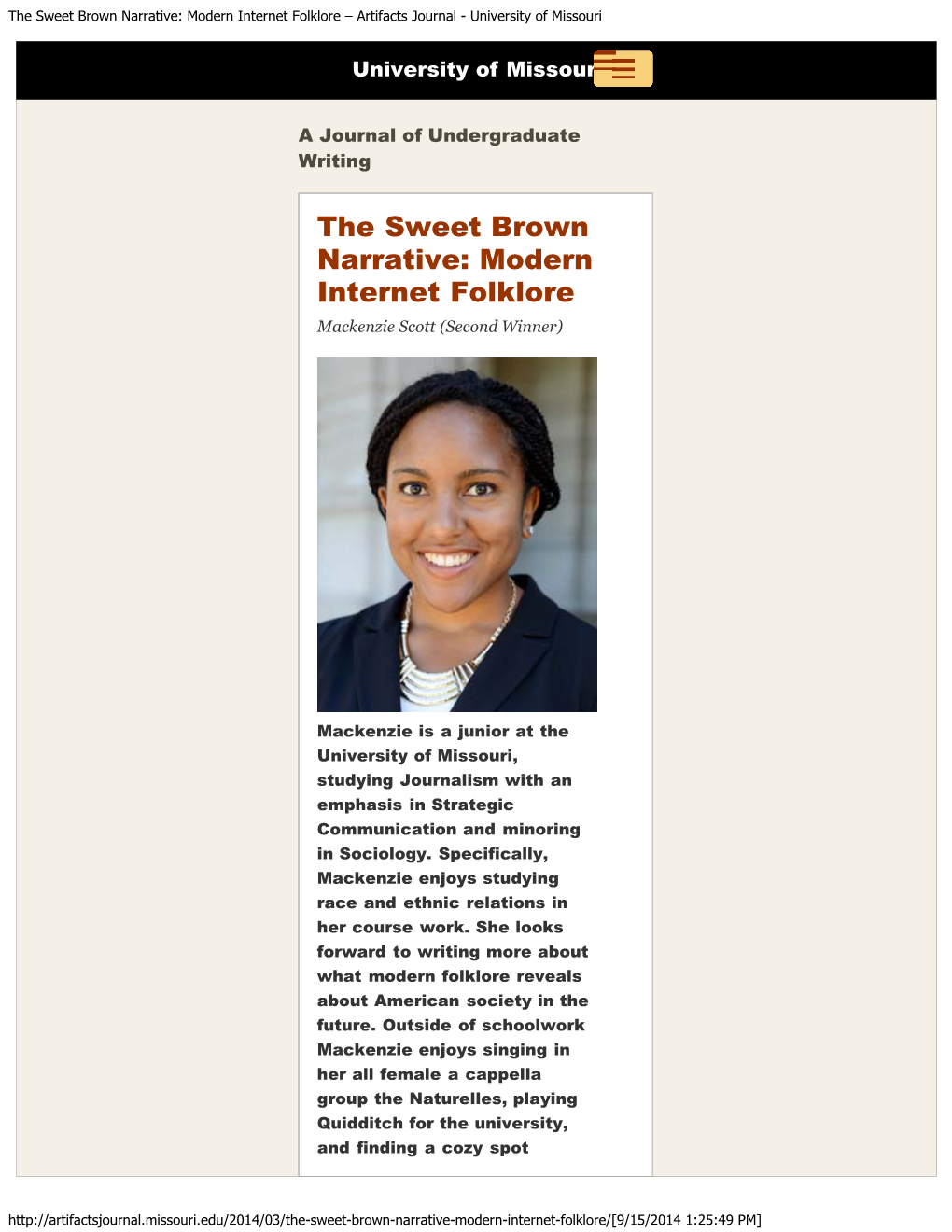 The Sweet Brown Narrative: Modern Internet Folklore – Artifacts Journal - University of Missouri