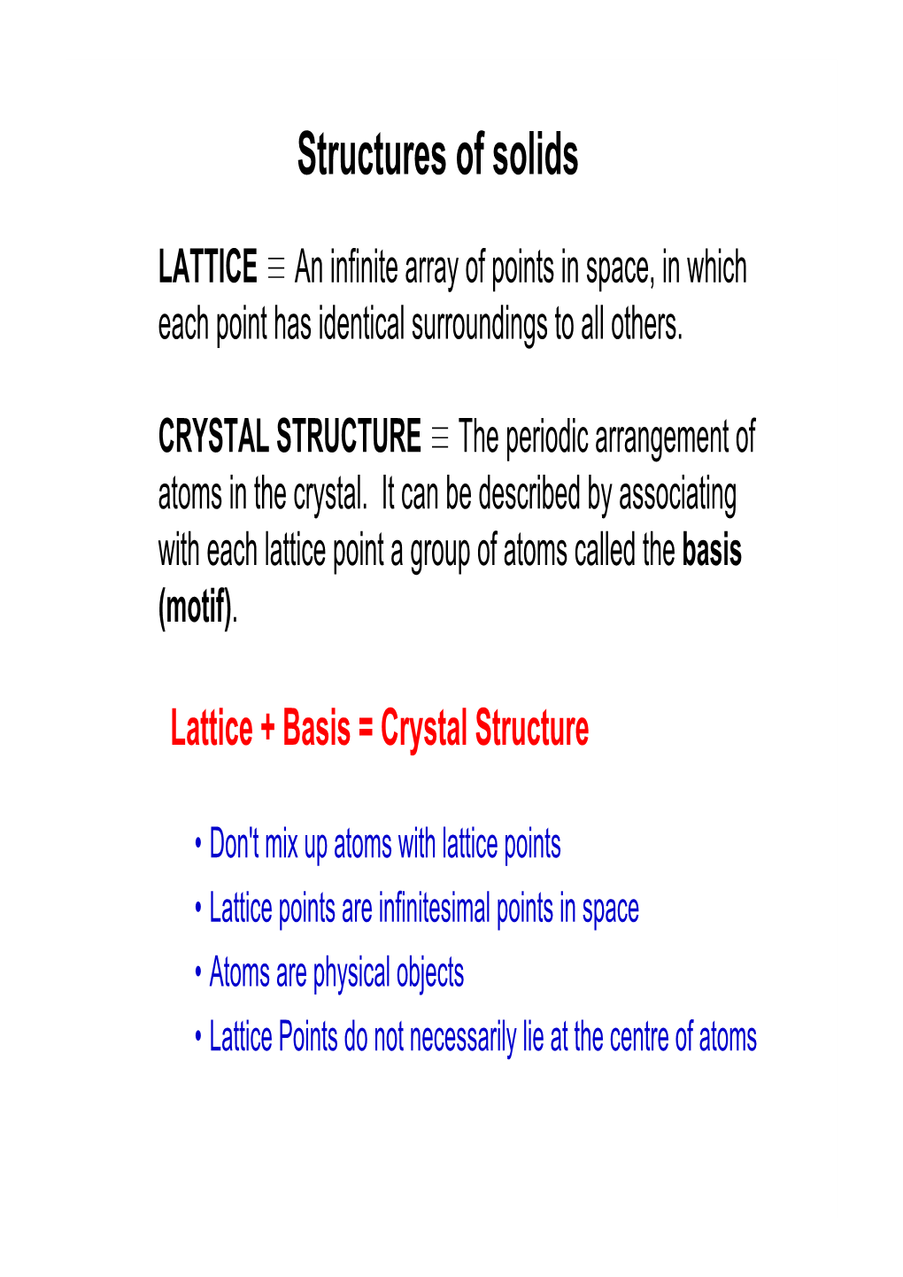 Structures of Solids