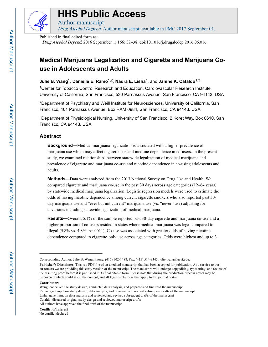 Medical Marijuana Legalization and Cigarette and Marijuana Co-Use In