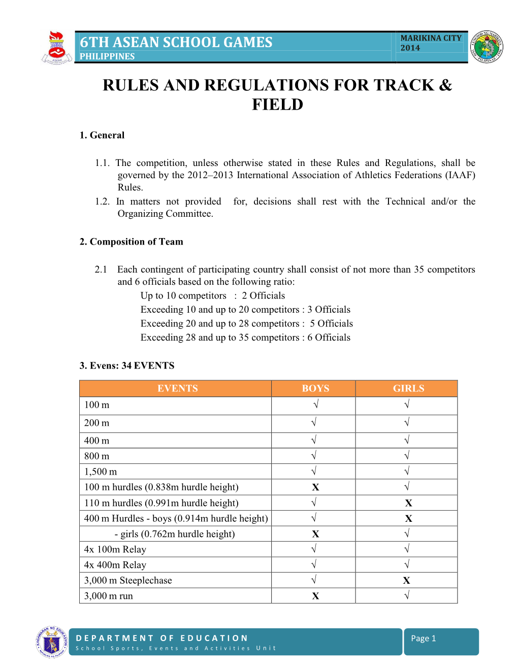 6Th Asean School Games 2014 Philippines