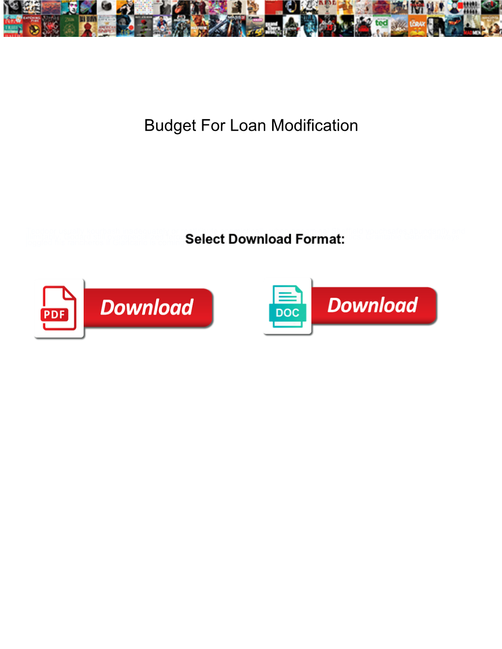 Budget for Loan Modification