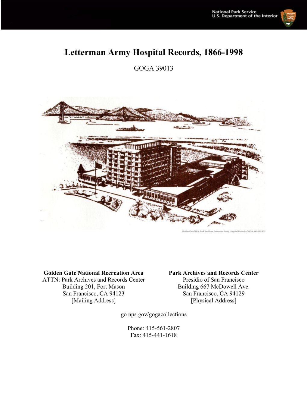 Letterman Army Hospital Records, 1866-1998