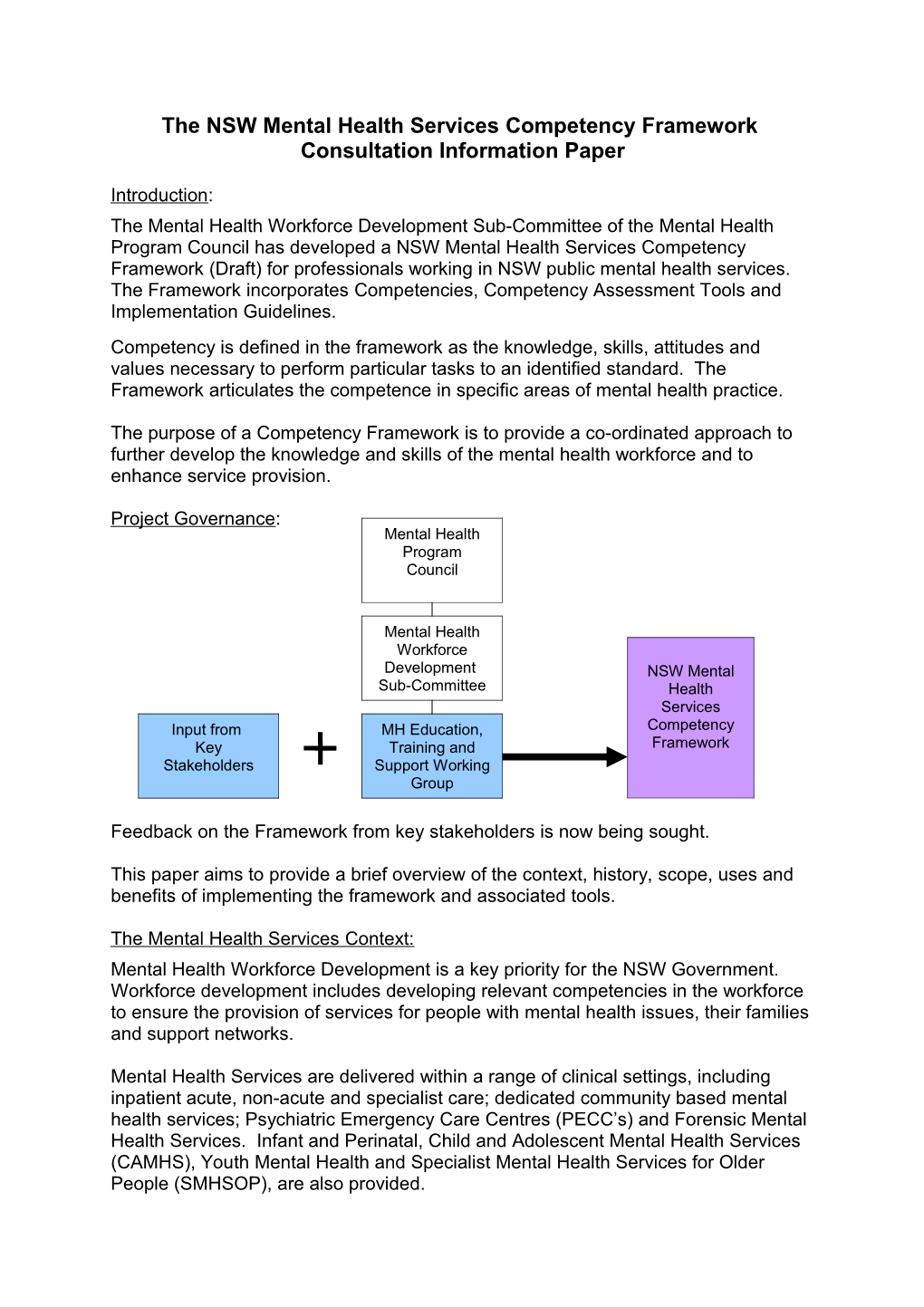 The NSW Mental Health Services Competency Framework