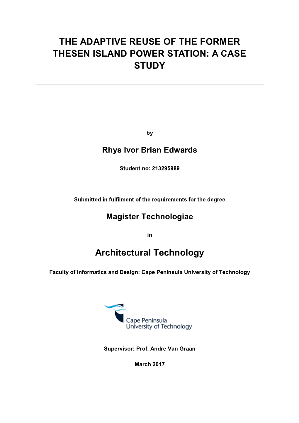 The Adaptive Reuse of the Former Thesen Island Power Station: a Case Study